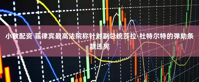小散配资 菲律宾最高法院称针对副总统莎拉·杜特尔特的弹劾条款违宪