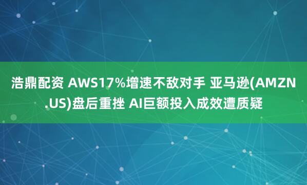 浩鼎配资 AWS17%增速不敌对手 亚马逊(AMZN.US)盘后重挫 AI巨额投入成效遭质疑