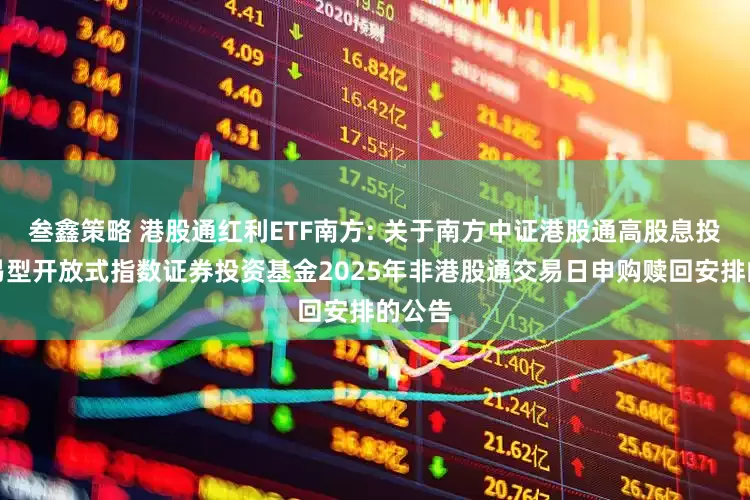 叁鑫策略 港股通红利ETF南方: 关于南方中证港股通高股息投资交易型开放式指数证券投资基金2025年非港股通交易日申购赎回安排的公告
